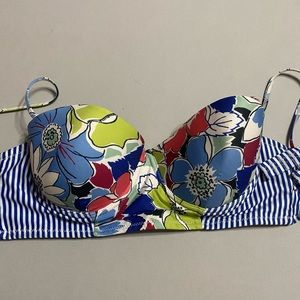 NWT Anthropologie Allihop floral and striped bandeau bikini top large